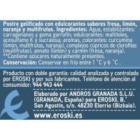 Gelatinas surtidas 0% m. g. sin azúcar EROSKI, pack 4x100 g