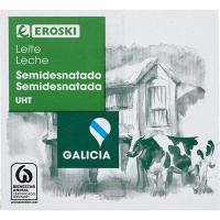Leche semidesnatada de Galicia EROSKI, pack 6x1 litro