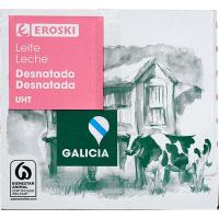 Leche desnatada de Galicia EROSKI, pack 6x1 litro
