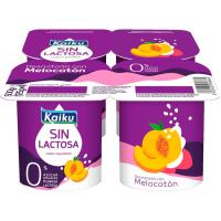 Preparado lácteo 0% s/ lactosa con melocotón KAIKU, pack 4x125 g