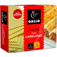 Pasta para canelones GALLO, 20 placas, caja 160 g