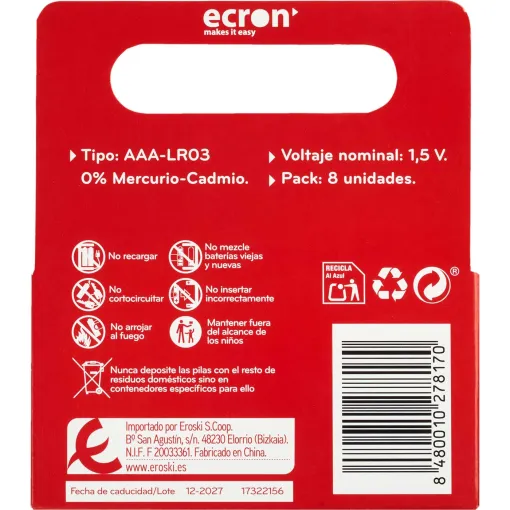 ECRON LR03 pila alkalinoa (AAA), sorta 8 ale