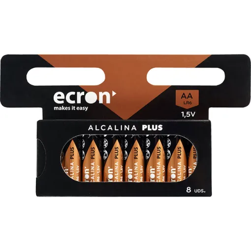 Pila alcalina LR06 (AA) ECRON+, pack 8 uds