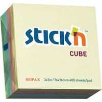 Cubo de notas adhesivas de 75x75mm, 400 hojas, colores pastel GLOBAL NOTES