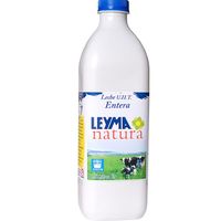 Leche entera Pasterizada LEYMA Natura, botella 1,5 litros
