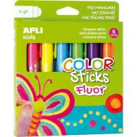 Témpera sólida Fluor Kids Stick 6 colores APLI