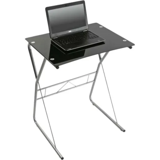 Mesa de escritorio, base cristal negro, 47,5x75x60 cm