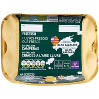 Huevos camperos Baleares EROSKI, 6 unidades