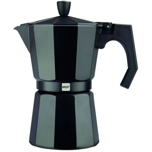 Cafetera Italiana de Aluminio Noir, apto para cocinas eléctricas, de gas y vitrocerámica, MAGEFESA, 3 Tazas