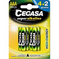 Pila super alcalina LR03 (AAA) CEGASA, pack 4+2 uds