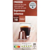 Café espresso intenso EROSKI, caja 20 monodosis