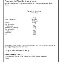 Pimiento de piquillo en tiras PEDRO LUIS, frasco 205 g 