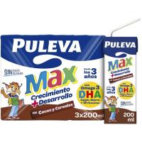 Leche de cacao-cereales PULEVA Max, pack 3x200 ml