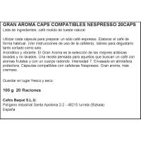 Café gran aroma compostable comp. Nespresso BAQUÉ, caja 20 uds