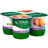 Bífi Activia sin lactosa 0% melocotón DANONE, pack 4x125 g