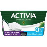 Bifidus Activia sin lactosa 0% natur.edulco. DANONE,pack 4x125 g