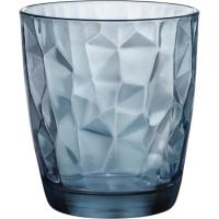 Vaso bajo Diamond azul, vidrio labrado BORMIOLI, 39 cl