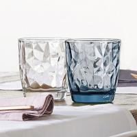 Vaso bajo Diamond azul, vidrio labrado BORMIOLI, 39 cl