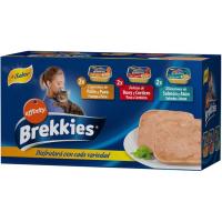 Alimento de salmón-buey-pollo para gato BREKKIES, pack 6x100 g