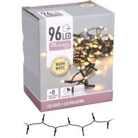 Guirnalda de Navidad con 96 luces Led blanco-cálido con controlador de 8 funciones con memoria y temporizador. Funciona a pilas (No incluidas)