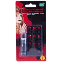 Kit de maquillaje Vampiresa: pintalabios negro, 12 uñas, edad rec:+14 años RUBIES