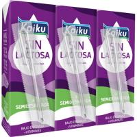 Leche semidesnatada sin lactosa KAIKU, pack 3x200 ml