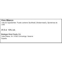 Vino Blanco Chardonnay D.O. Navarra GRAN FEUDO, botella 38 cl