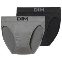 Slip hombre sin costuras microfibra, negro/gris talla M DIM BASIC, pack 2 uds