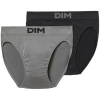 Slip hombre sin costuras microfibra, negro/gris talla L DIM BASIC, pack 2 uds