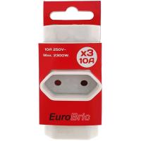 Adaptador de enchufe blanco 3 tomas bipolar, 10 A EUROBRIC, 1 ud