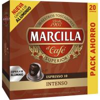 Café expreso compatible con Nespresso MARCILLA, caja 20 uds