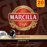 MARCILLA 12 espresso ristretto kafea, bateragarria Nespressorekin, 20 dosi bakarreko kaxa