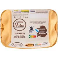 Huevo campero Galicia M/L EROSKI Natur, cartón 6 unid.