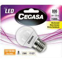 Bombilla Led esférica E27 7,5W luz cálida (2700k) CEGASA, 1ud