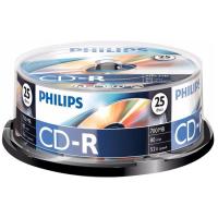 CD-R grabables, 700 MB, 80 minutos, 52x PHILIPS, pack 25 uds