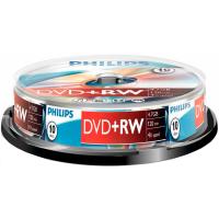 DVD+RW grabable, 4,7 GB, 120 minutos, 4x PHILIPS, Pack 10 uds