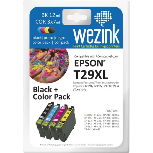 Pack cartuchos tinta, 4 colores, compatible Epson T29 XL, 1 ud