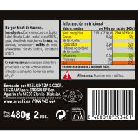 SELEQTIA Eusko Label XXL txahal hanburgesa, 2 ale, erretilua 480 g