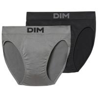 Slip hombre sin costuras microfibra, negro/gris talla XL DIM BASIC, pack 2 uds
