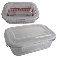 Fiambrera hermética rectangular de vidrio MS, 600 ml