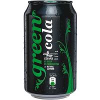 Refresco de cola sin azúcar GREEN COLA, lata 33 cl