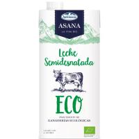 Leche semidesnatada eco ASANA, brik 1 litro