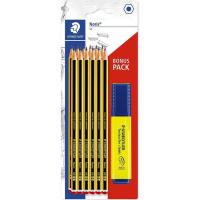 Lápices grafito HB 2 con 1 fluorescente gratis Noris STAEDTLER, Pack 12 uds