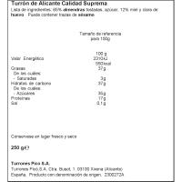 Turrón de Alicante suprema madera PICÓ, tableta 250 g