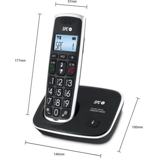 Teléfono inalámbrico negro 7608n Comfort Kaisser SPC