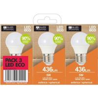 SILVER E27 led eko bonbilla biribila, 5W, argi beroa (3000k), 3 ale