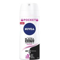 NIVEA B&W Original emakumeentzako desodorante ikusezina, espraia 100 ml