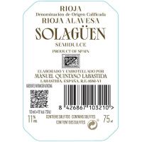 SOLAGÜEN ardo zuri erdi-gozoa Errioxa JDK, botila 75 cl