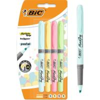 Marcadores fluorescentes, colores surtidos pastel Highlighter Grip BIC, Pack 4 uds