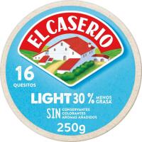 Queso fundido light EL CASERÍO, 16 porciones, caja 250 g
